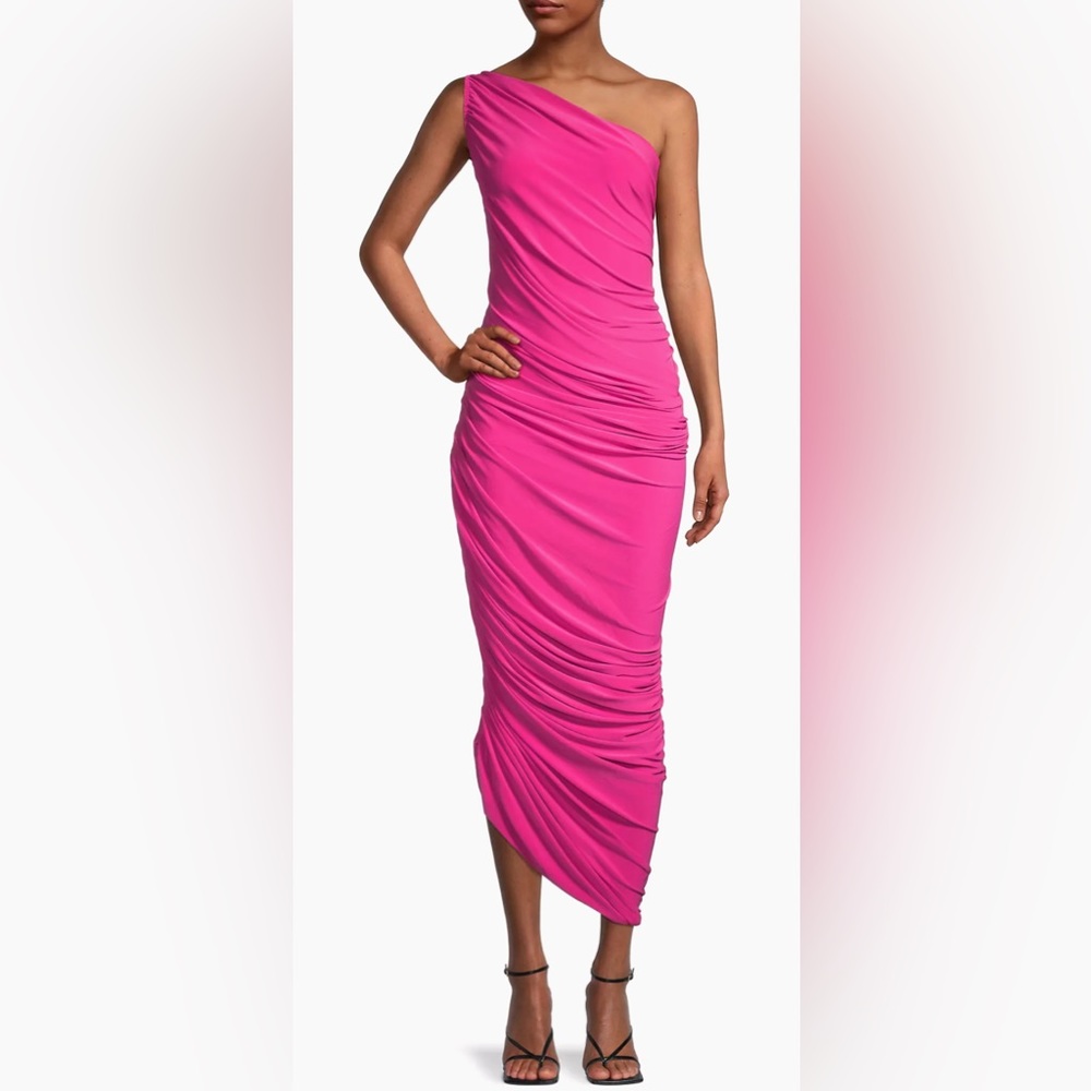 Norma Kamali Diana One Shoulder Gown - size small, color rose